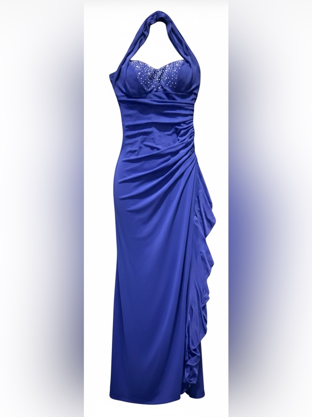 Long Formal Halter Dress Gown by Blondie Nites Prom Wedding Size 3 Royal Blue